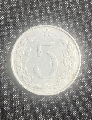 Moneda Cehoslovacia 5 haleri 1967 foto