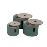 Cumpara ieftin Set 3 cosuri depozitare textil verde mdf maro 20 x 17 cm, 25 x 20 cm, 30 x 23 cm