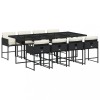 Set mobilier de gradina cu perne, 9 piese, negru, poliratan