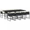 Set mobilier de gradina cu perne, 9 piese, negru, poliratan