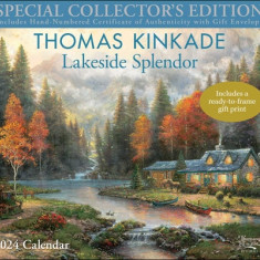 Thomas Kinkade Special Collector's Edition 2024 Deluxe Wall Calendar with Print: Lakeside Splendor