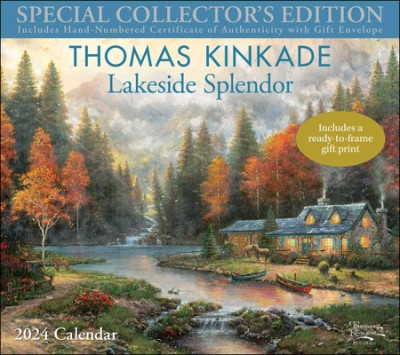 Thomas Kinkade Special Collector&amp;#039;s Edition 2024 Deluxe Wall Calendar with Print: Lakeside Splendor foto