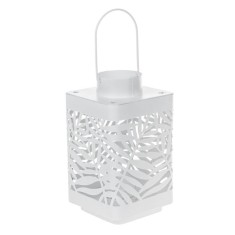 Suport lumanare tip felinar, suspendabil, din metal, 10x17.5 cm, alb foto