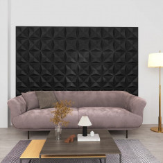 vidaXL Panouri de perete 3D 48 buc. negru 50x50 cm model origami 12 m²