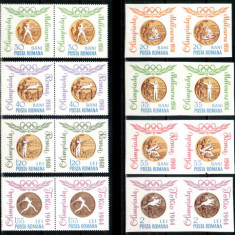 Romania 1964, LP 596 + 596 a, Medalii Olimpice, seriile in perechi, MNH!