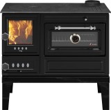 Soba de gatit pe lemne 9 kW AURA, dreapta, neagra, 825x500x770 mm