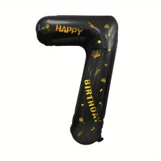 Balon din Folie Metalizata Cyrax, Negru Cifra 7