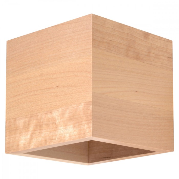 Lampă De Perete Quad Lemn Natural, Lemn, 1 Bec Pătrat, Stil Scandinav, De Interior