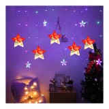 Instalatie pom Craciun, Perdea luminoasa - Stelute, multicolora, 2.60x0.65 cm, Oem