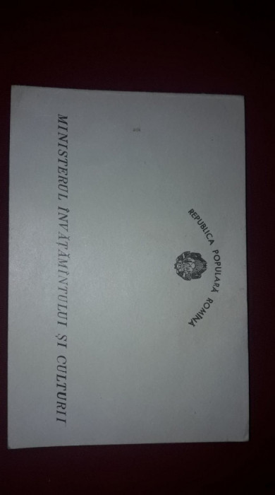 atestat de invatator 1959,RSR,MINISTERUL INVATAMANTULUI SI CULTURII,T.GRATUIT