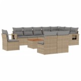 Set canapele de gradina cu perne, 11 piese, bej, poliratan