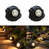 Cumpara ieftin Lampa Solara Decorativa BZRSH in Forma de Piatra, set 2 bucati, LED Alb Rece, Autonomie 8h, Design Naturalist IP44
