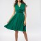 Rochie eleganta in clos, cu drapaj, Green Daisy