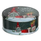 Farfuriă Decorativă Crăciun Metalică Gnome Căciulă Roșie Gri 26cm, CMCLASS