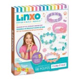 Cumpara ieftin Set de creat 5 bratari flexibile, LinXo, Seaside, Celebration, Popstar Chic, 186 piese