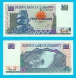 Zimbabwe (p#7) 20 Dollars 1997 UNC &#039;Victoria Falls&#039; serie: DR2414693