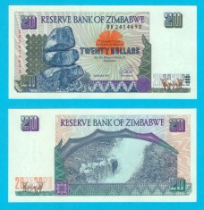 Zimbabwe (p#7) 20 Dollars 1997 UNC &amp;#039;Victoria Falls&amp;#039; serie: DR2414693 foto