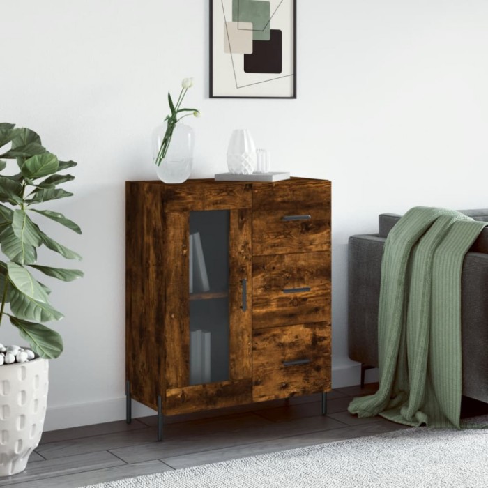 vidaXL Servantă, stejar fumuriu, 69,5x34x90 cm, lemn compozit 828057