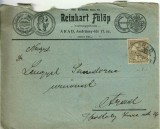 A4510N Reinhart F&uuml;l&ouml;p, butorgy&aacute;ros, Arad, plic cu antet circulat Arad, 1903