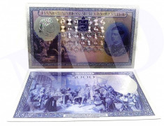 Romania?LOT 10 buc. (reproduceri)-Bancnote polimer placate cu argint 999? (L 2) foto