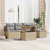 vidaXL Set de masă pentru grădină cu pernă 6 pcs Bej, Gri