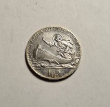 Moneda Vatican 5 Lire 1934 UNC, Piesa Colectie, Argint, Italia