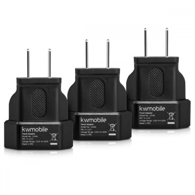 Set 3 Adaptoare de calatorie tip B pentru Canada, Kwmobile, Negru, Plastic, 15546 foto