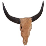 vidaXL Sculptură craniu de taur montaj pe perete 69x6x60 cm lemn tec 244567
