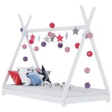 Cumpara ieftin Cadru pat de copii, alb, 70 x 140 cm, lemn masiv de pin