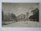 Carte postala foto Timisoara-Piata Ioan Huniade,tramvai,magazine,cenzurata 1943, Circulata, Fotografie