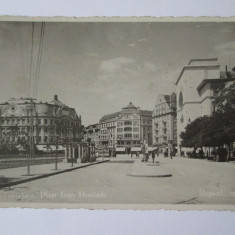 Carte postala foto Timisoara-Piata Ioan Huniade,tramvai,magazine,cenzurata 1943