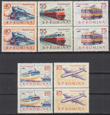 ROMANIA 1963 LP 565 MIJLOACE DE TRANSPORT PERECHE SERII MNH foto