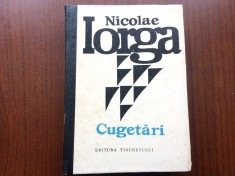 NICOLAE IORGA CUGETARI carte editura tineretului Ingrijita si prefatata de Barbu Theodorescu 1976 RSR