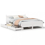 Cumpara ieftin Cadru de pat fara saltea, alb, 150x200 cm, lemn masiv pin