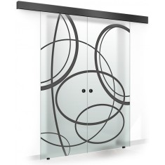 Usa culisanta Boss &reg; Duo Black model Cloud negru, 60+60x215 cm, sticla mata securizata, glisanta in ambele directii