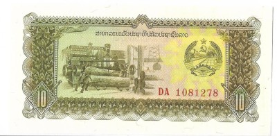 Bancnota 10 kip 1979, UNC - Laos foto