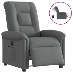 vidaXL Fotoliu rabatabil electric, gri &icirc;nchis, material textil 3303235