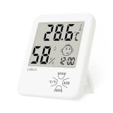 Cumpara ieftin Termometru si higrometru de camera JustZen LX8111 ceas alarma dimensiuni 8.4*9.9 cm citire 10s gama profesionala alb