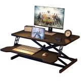 Birou, Ergonomic, Ajustabil, pentru Laptop, din metal si mdf, cu suport pentru tastatura, negrun modern si elegant
