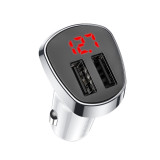 Incarcator auto dual USB, Borofone BZ15, cu afisaj LED, DC 12-24V, 5V 2.4 A, alb