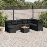 Gossi set mobilier de gradina cu perne, 9 piese, negru, poliratan