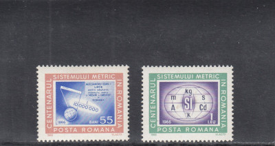 ROMANIA 1966 LP 635 CENTENARUL SISTEMULUI METRIC IN ROMANIA SERIE MNH foto