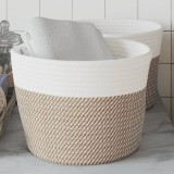 vidaXL Coșuri de depozitare 2 buc. maro și alb &Oslash;24x18 cm bumbac