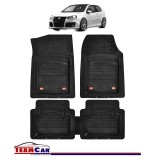 Covorase Auto Tip Tava TEAMCAR&reg; Negre Volkswagen Golf 5 (2003-2009) Fata + Spate, Cauciuc Premium, Protectie Eficienta