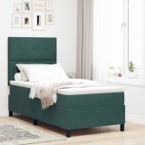 Cumpara ieftin Pat cu arc LED cu headboard Verde inchis 100 x 200 cm Catifea