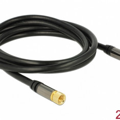 Cablu antena F Plug la F Plug RG-6/U 2m Negru, Delock 88919