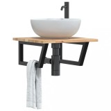 VidaXL Raft pentru lavoar montat pe perete, oțel și lemn masiv acacia 3302763