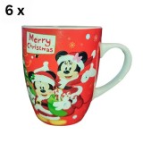 Set 6 cani, 340 ml, Portelan, Decor Craciun