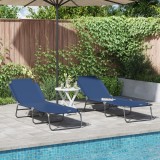 VidaXL Set 2 șezlonguri pliabile Albastru 600D Material Oxford
