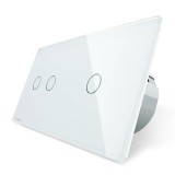 Livolo intrerupator dublu + simplu touch cu indicator luminos, alb